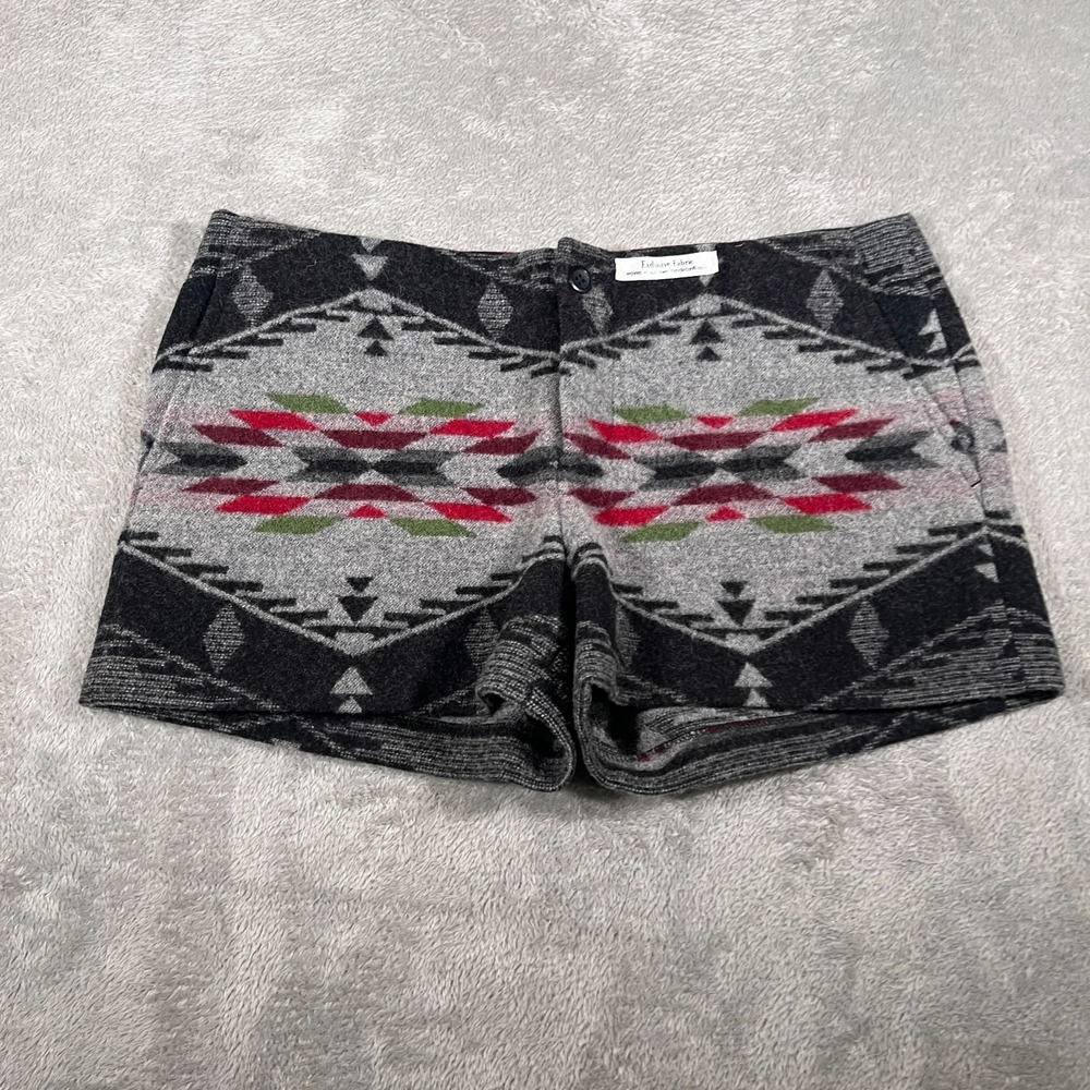 Pendleton Wool Shorts Womens Large Gray Portland Collection‎ Aztec Gaucho Print
